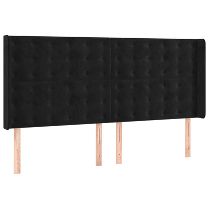 Letto a Molle con Materasso e LED Nero 200x200 cm in Velluto | homemem39