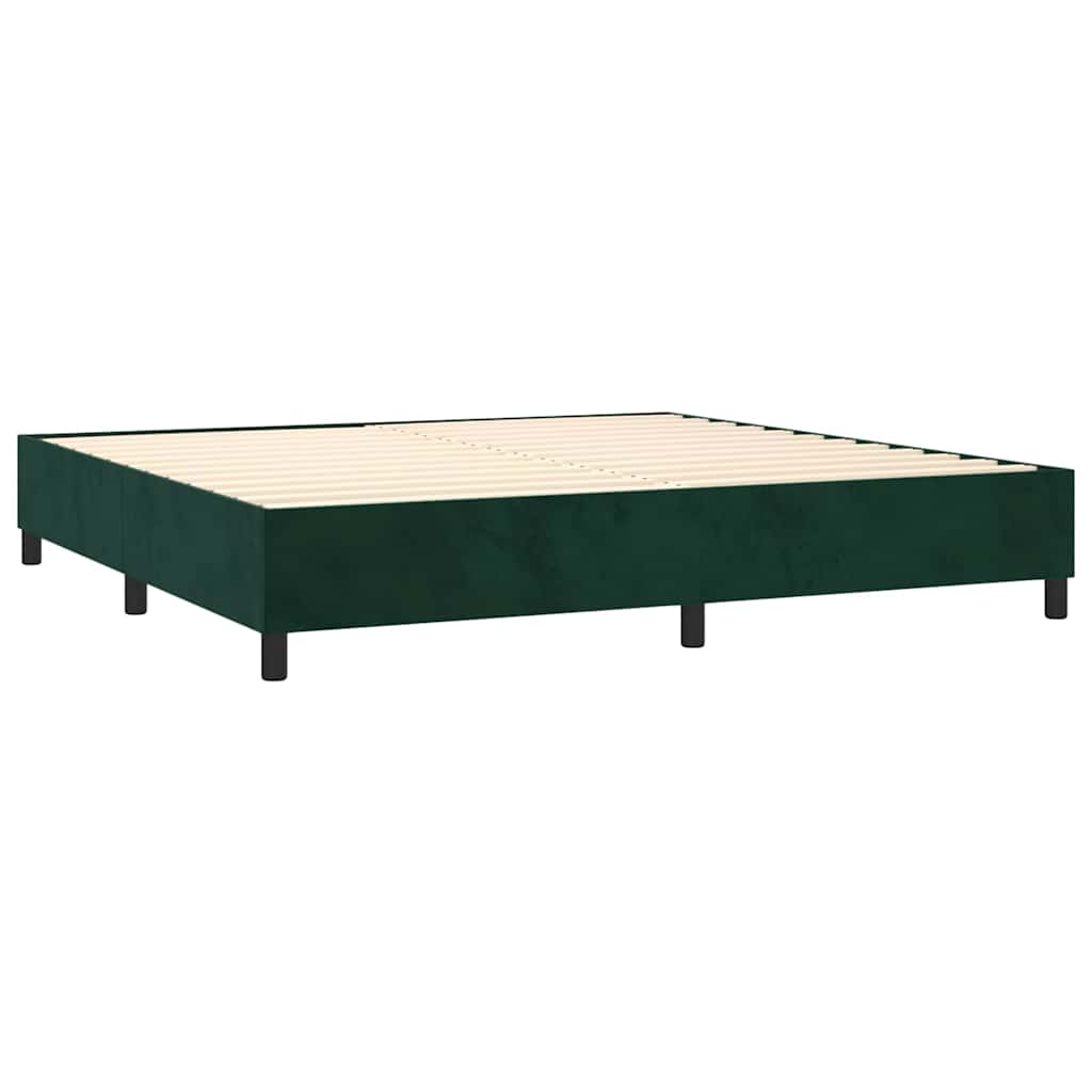 Letto a Molle con Materasso e LED Verde Scuro 200x200cm Velluto | homemem39