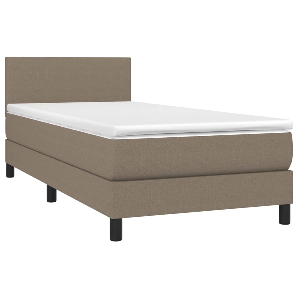 Letto a Molle con Materasso e LED Tortora 90x190 cm in Tessuto | homemem39