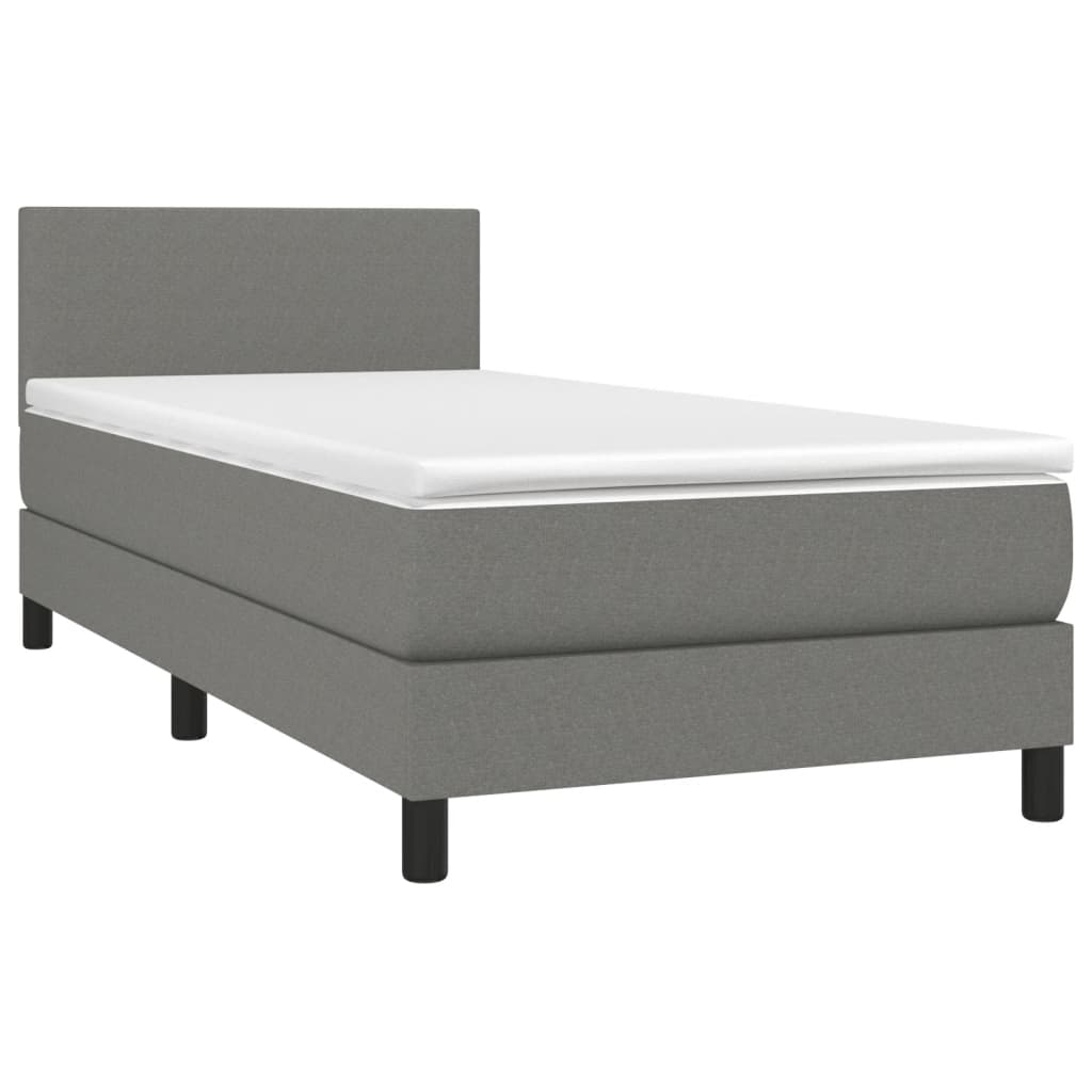 Letto a Molle Materasso e LED Grigio Scuro 90x200 cm in Tessuto - homemem39