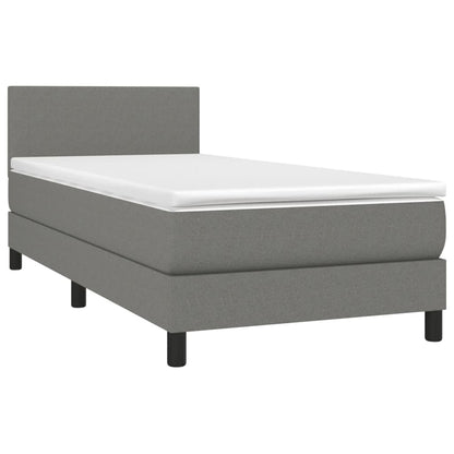 Letto a Molle Materasso e LED Grigio Scuro 90x200 cm in Tessuto - homemem39