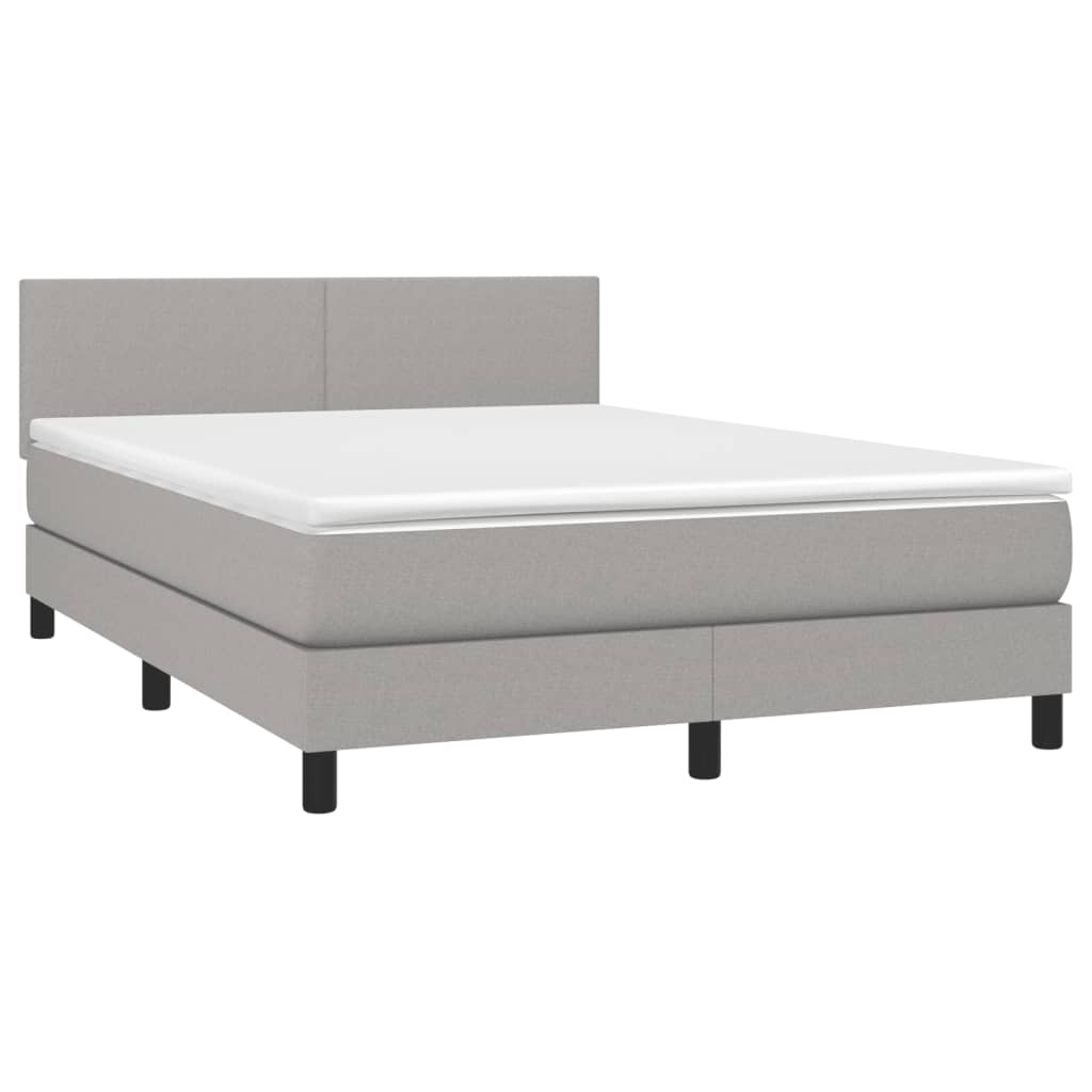 Letto a Molle Materasso e LED Grigio Chiaro 140x190 cm Tessuto | homemem39
