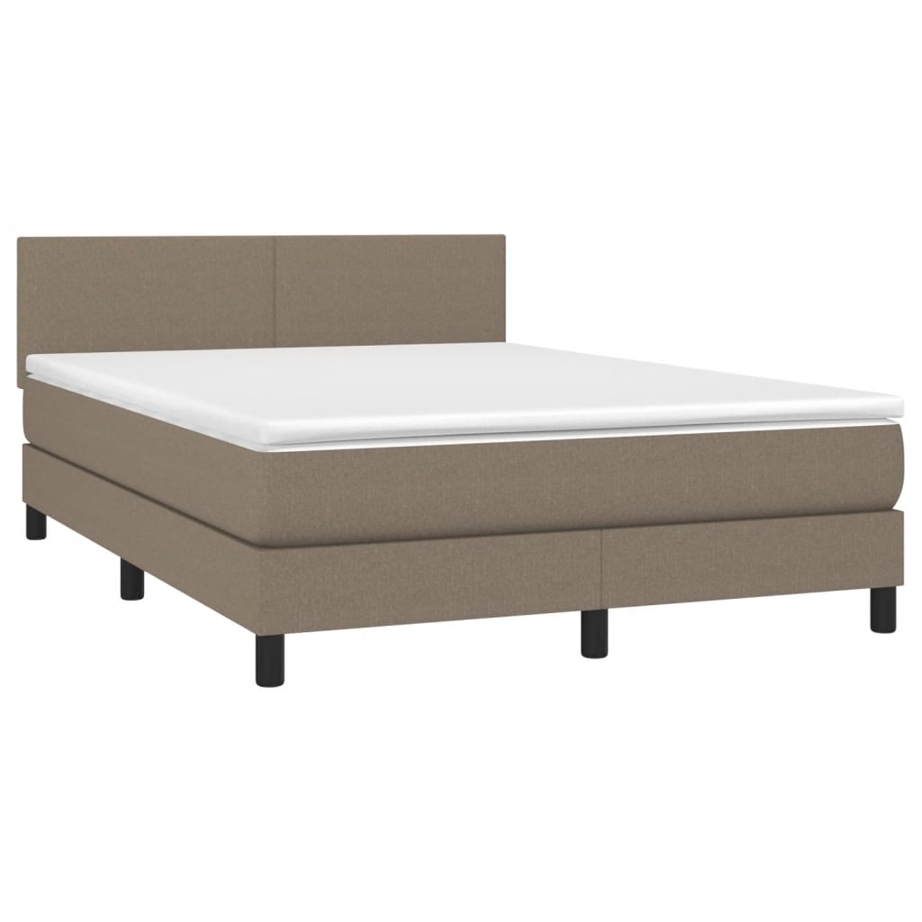 Letto a Molle con Materasso e LED Tortora 140x200 cm in Tessuto - homemem39