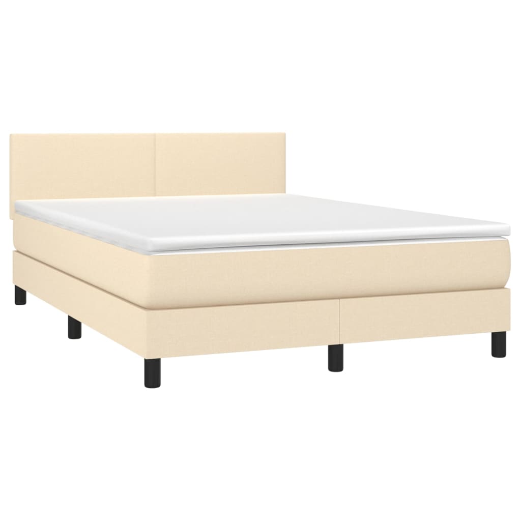 Letto a Molle con Materasso e LED Crema 140x200 cm in Tessuto | homemem39