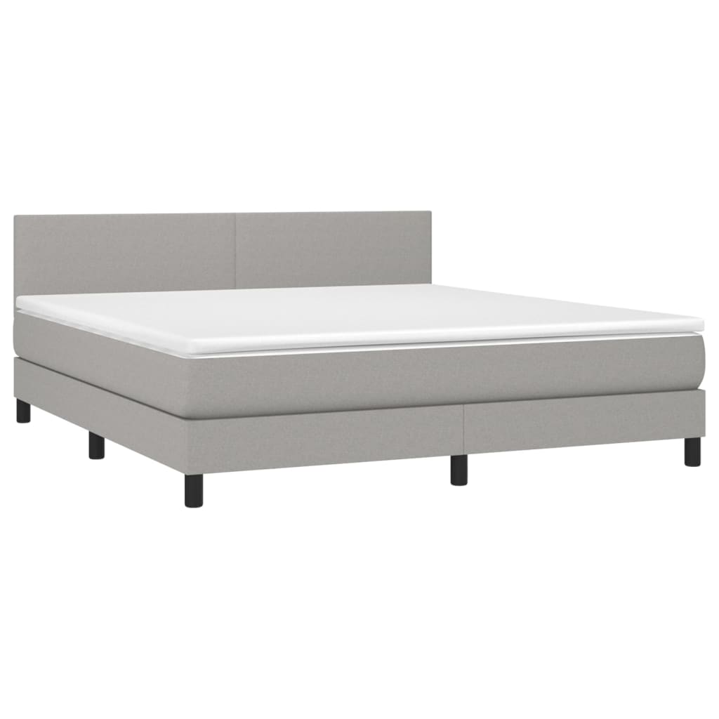 Letto a Molle Materasso e LED Grigio Chiaro 160x200 cm Tessuto - homemem39