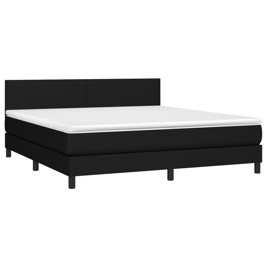 Letto a Molle con Materasso e LED Nero 160x200 cm in Tessuto | homemem39