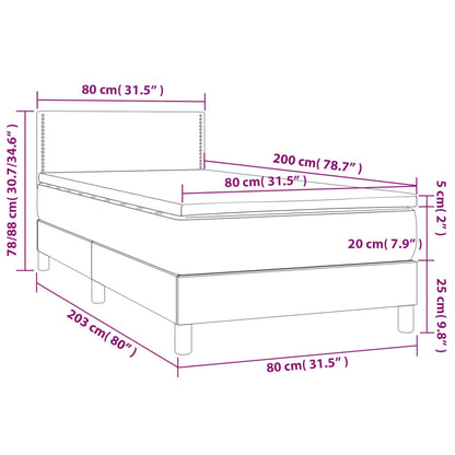 Letto a Molle Materasso e LED Grigio Chiaro 80x200 cm Tessuto | homemem39