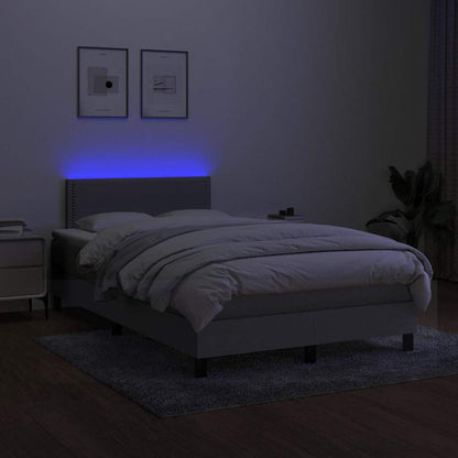 Letto a Molle Materasso e LED Grigio Chiaro 120x200 cm Tessuto