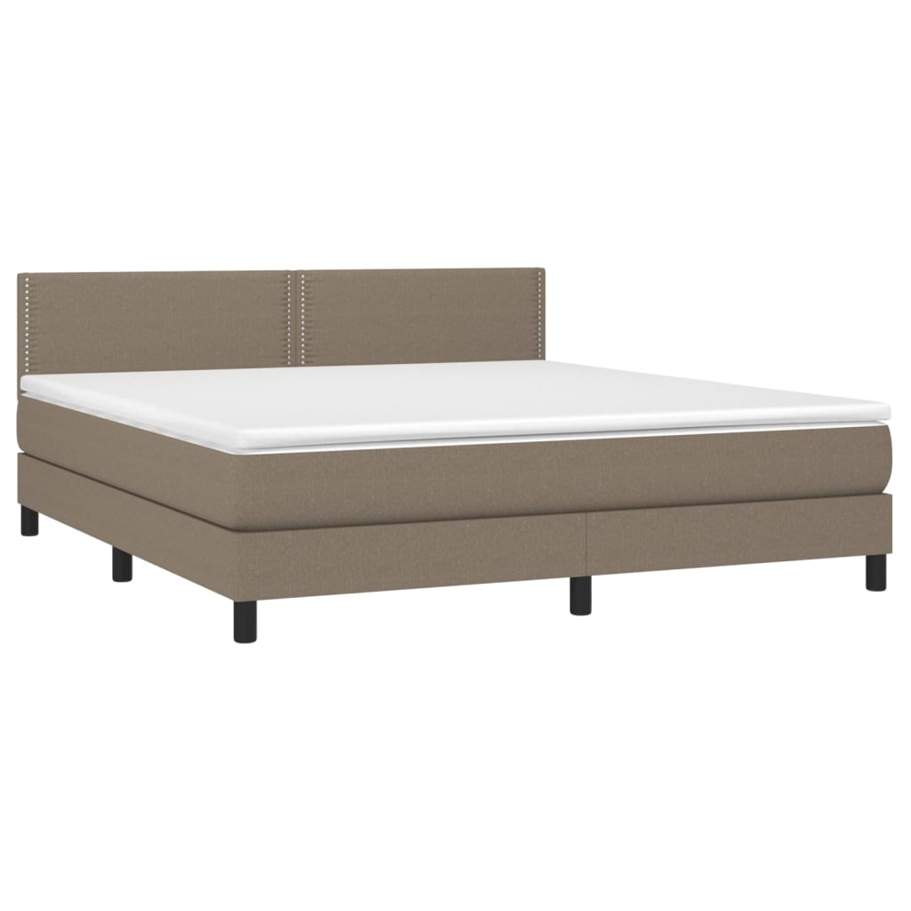 Letto a Molle con Materasso e LED Tortora 180x200 cm in Tessuto | homemem39