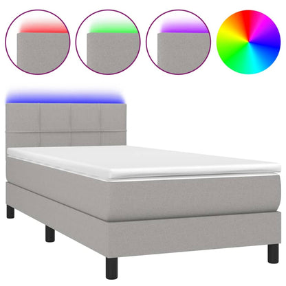 Letto a Molle Materasso e LED Grigio Chiaro 80x200 cm Tessuto - homemem39