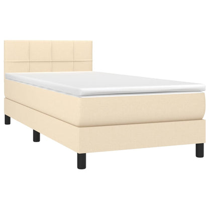 Letto a Molle con Materasso e LED Crema 80x200 cm in Tessuto - homemem39