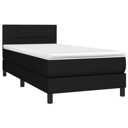 Letto a Molle con Materasso e LED Nero 90x200 cm in Tessuto - homemem39