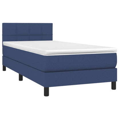 Letto a Molle con Materasso e LED Blu 100x200cm in Tessuto - homemem39