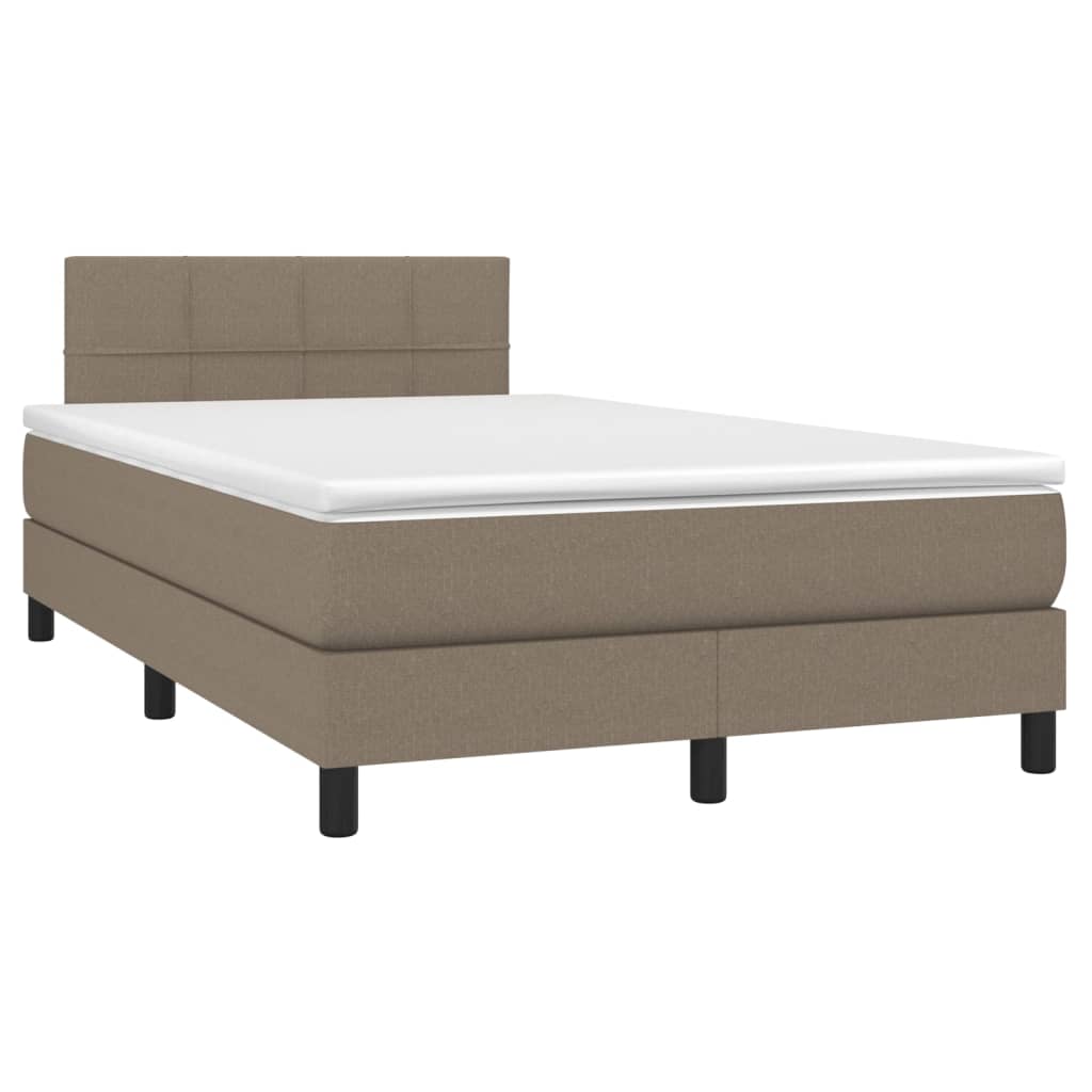 Letto a Molle con Materasso e LED Tortora 120x200cm in Tessuto - homemem39