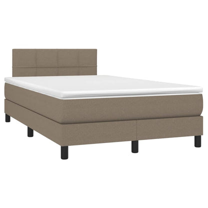Letto a Molle con Materasso e LED Tortora 120x200cm in Tessuto - homemem39