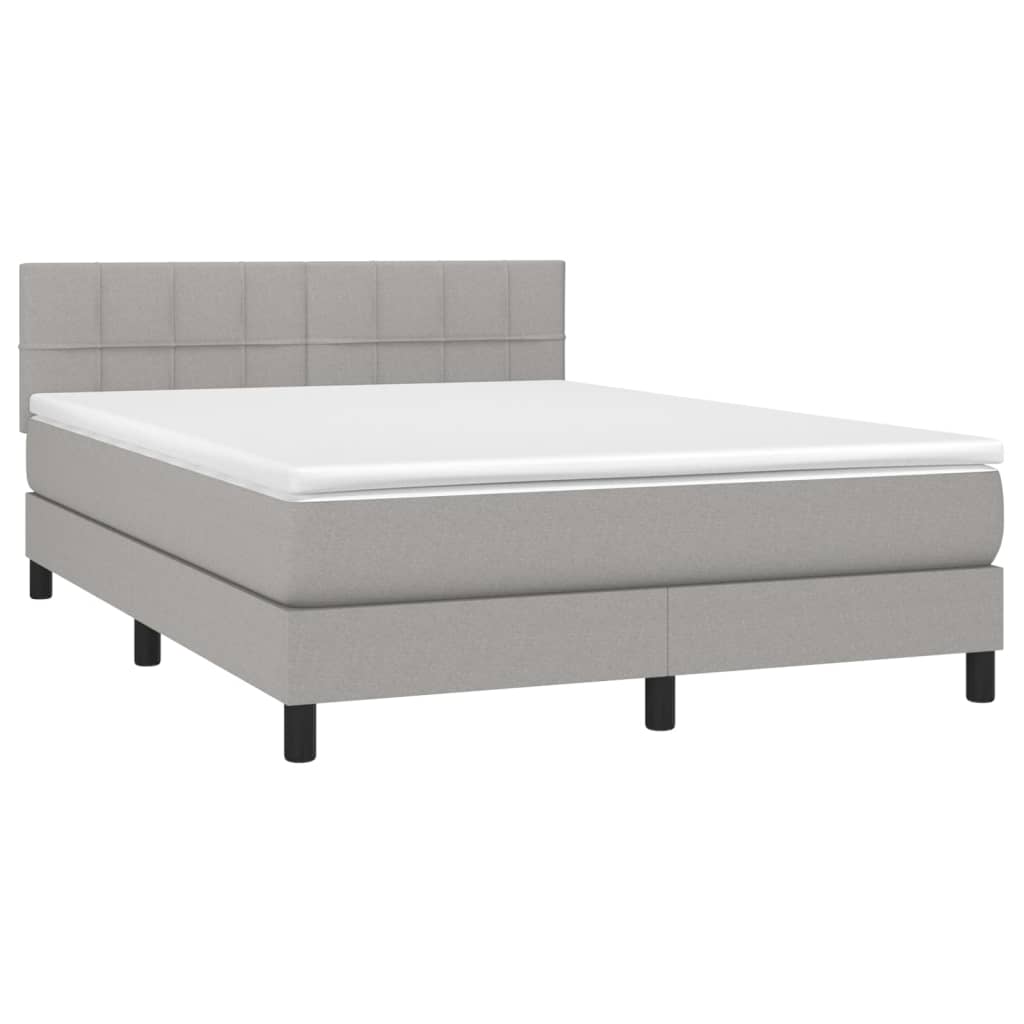 Letto a Molle Materasso e LED Grigio Chiaro 140x190 cm Tessuto | homemem39