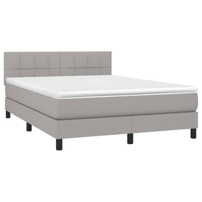 Letto a Molle Materasso e LED Grigio Chiaro 140x190 cm Tessuto | homemem39