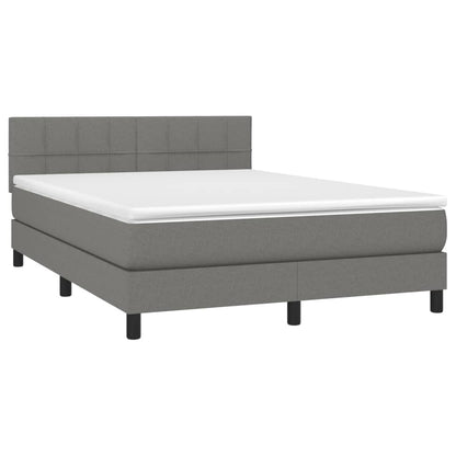Letto a Molle Materasso e LED Grigio Scuro 140x200cm in Tessuto - homemem39