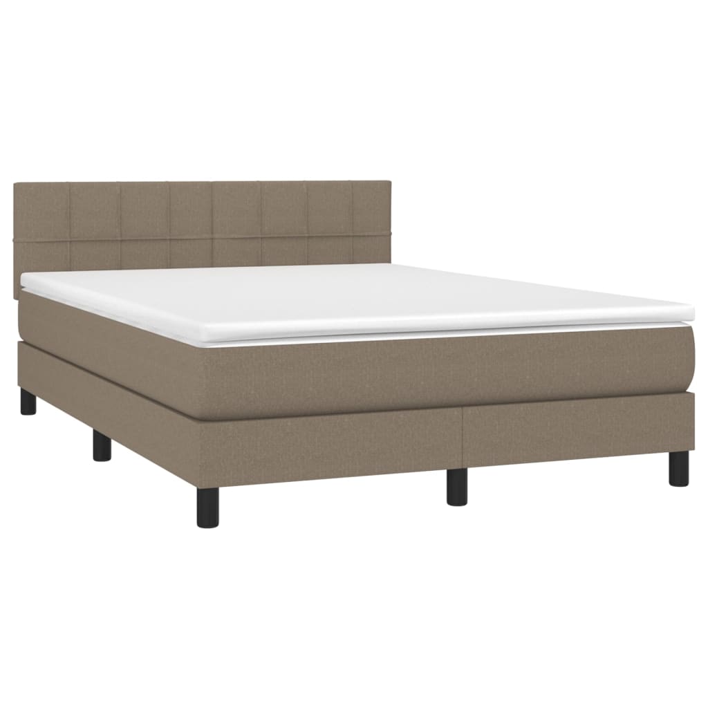 Letto a Molle con Materasso e LED Tortora 140x200 cm in Tessuto - homemem39