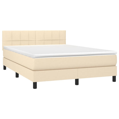 Letto a Molle con Materasso e LED Crema 140x200 cm in Tessuto - homemem39