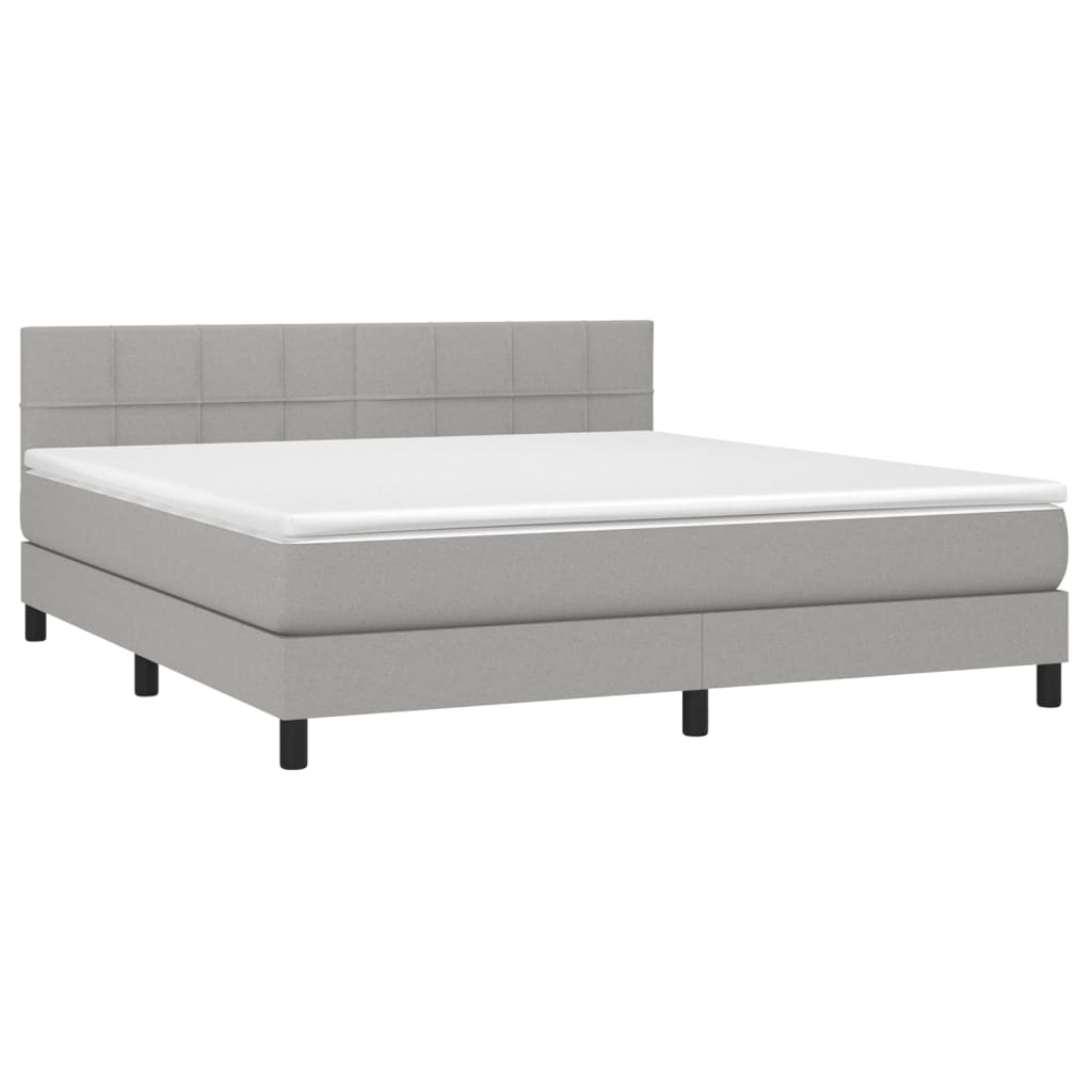 Letto a Molle Materasso e LED Grigio Chiaro 160x200 cm Tessuto - homemem39