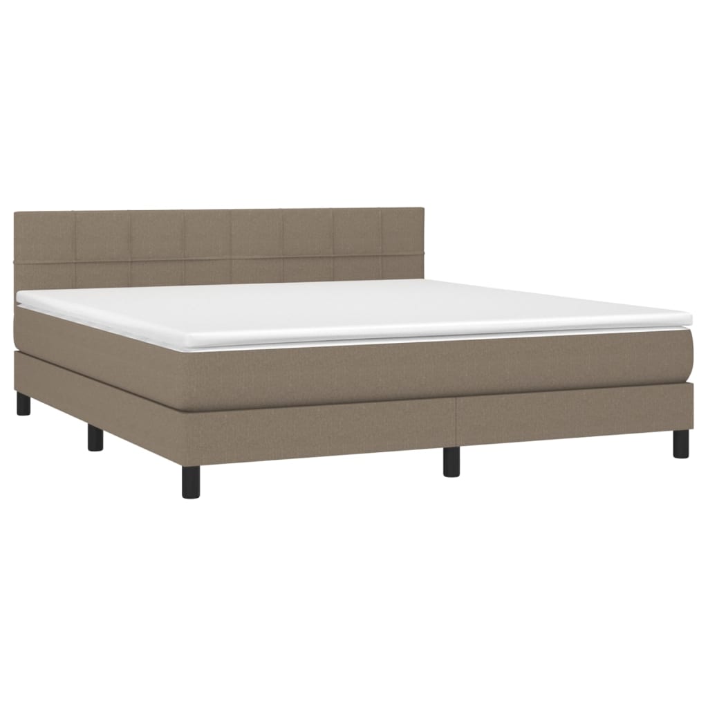 Letto a Molle con Materasso e LED Tortora 160x200 cm in Tessuto - homemem39