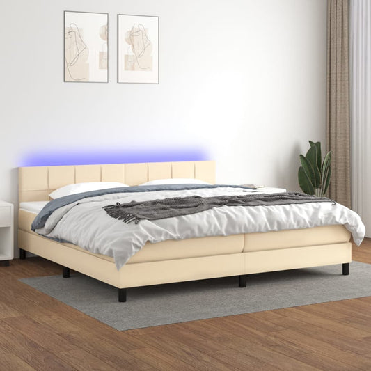Letto a Molle Materasso e LED bianco 200x200cm in Tessuto - homemem39