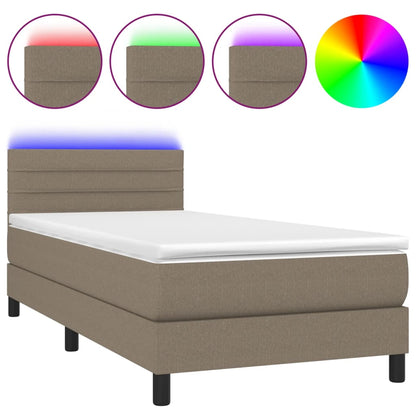 Letto a Molle con Materasso e LED Tortora 80x200 cm in Tessuto - homemem39