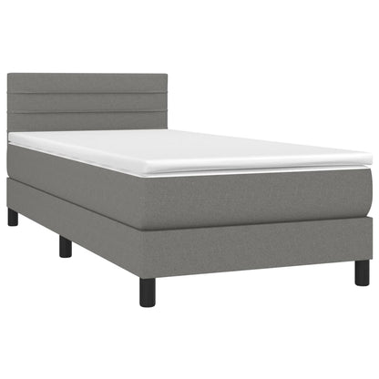 Letto a Molle Materasso e LED Grigio Scuro 90x200 cm in Tessuto - homemem39
