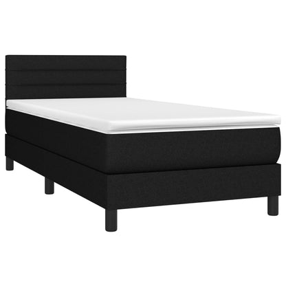 Letto a Molle con Materasso e LED Nero 100x200 cm in Tessuto | homemem39