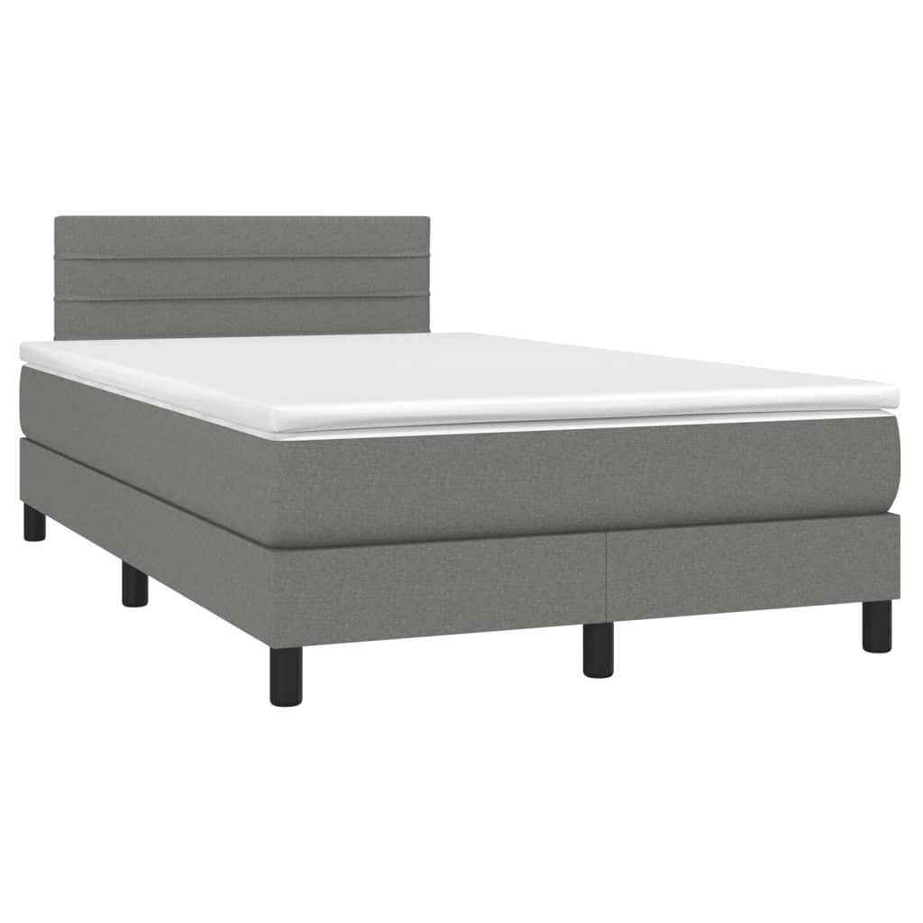 Letto a Molle Materasso e LED Grigio Scuro 120x200cm in Tessuto - homemem39