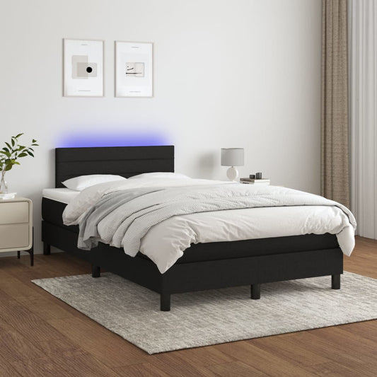 Letto a Molle con Materasso e LED Nero 120x200cm in Tessuto | homemem39