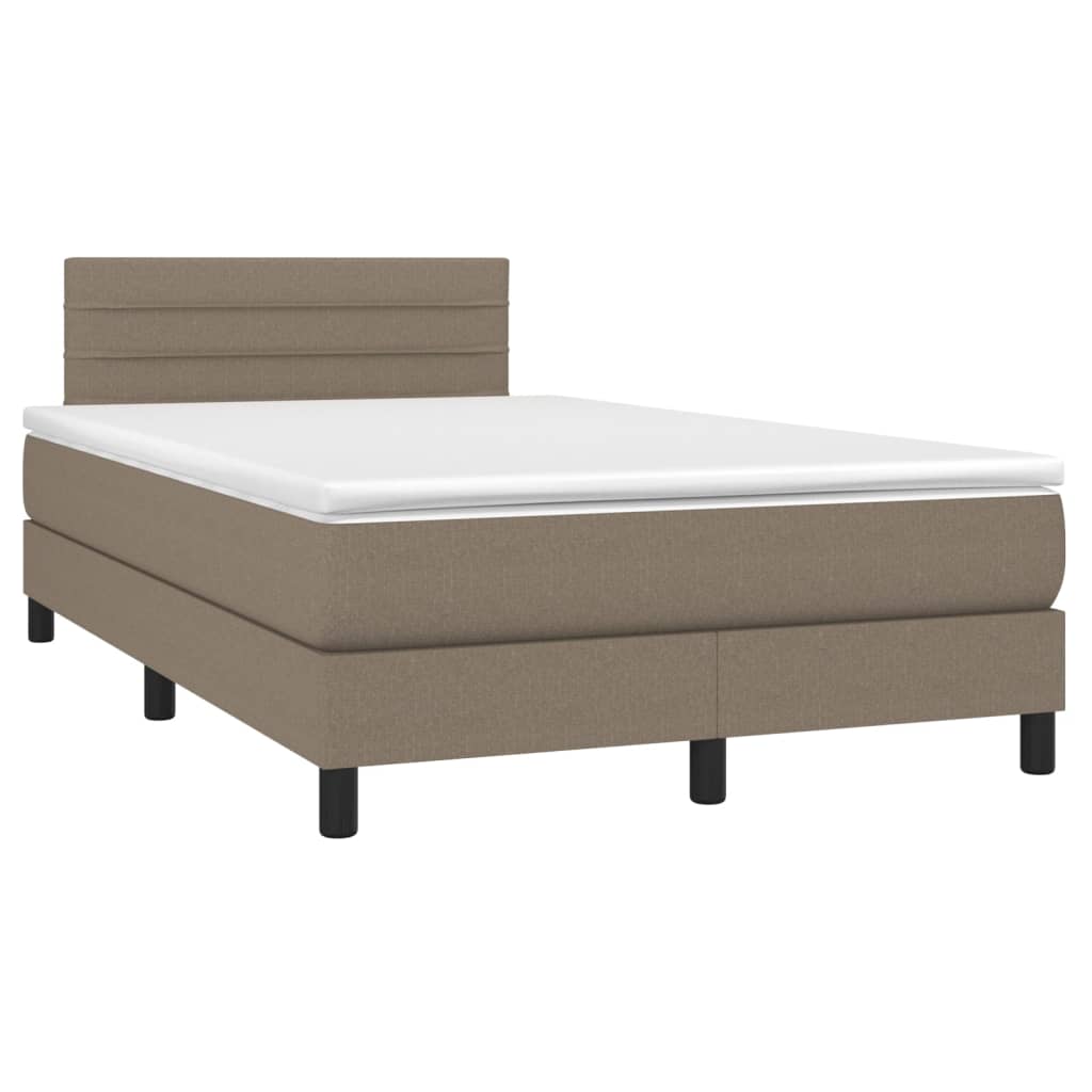 Letto a Molle con Materasso e LED Tortora 120x200cm in Tessuto | homemem39