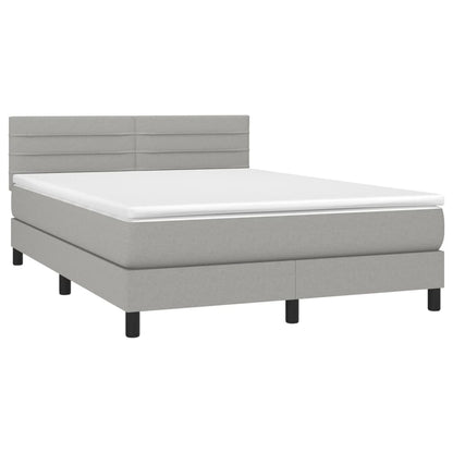 Letto a Molle Materasso e LED Grigio Chiaro 140x190 cm Tessuto | homemem39