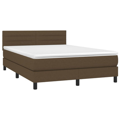 Letto a Molle Materasso e LED MarroneScuro 140x190cm in Tessuto | homemem39
