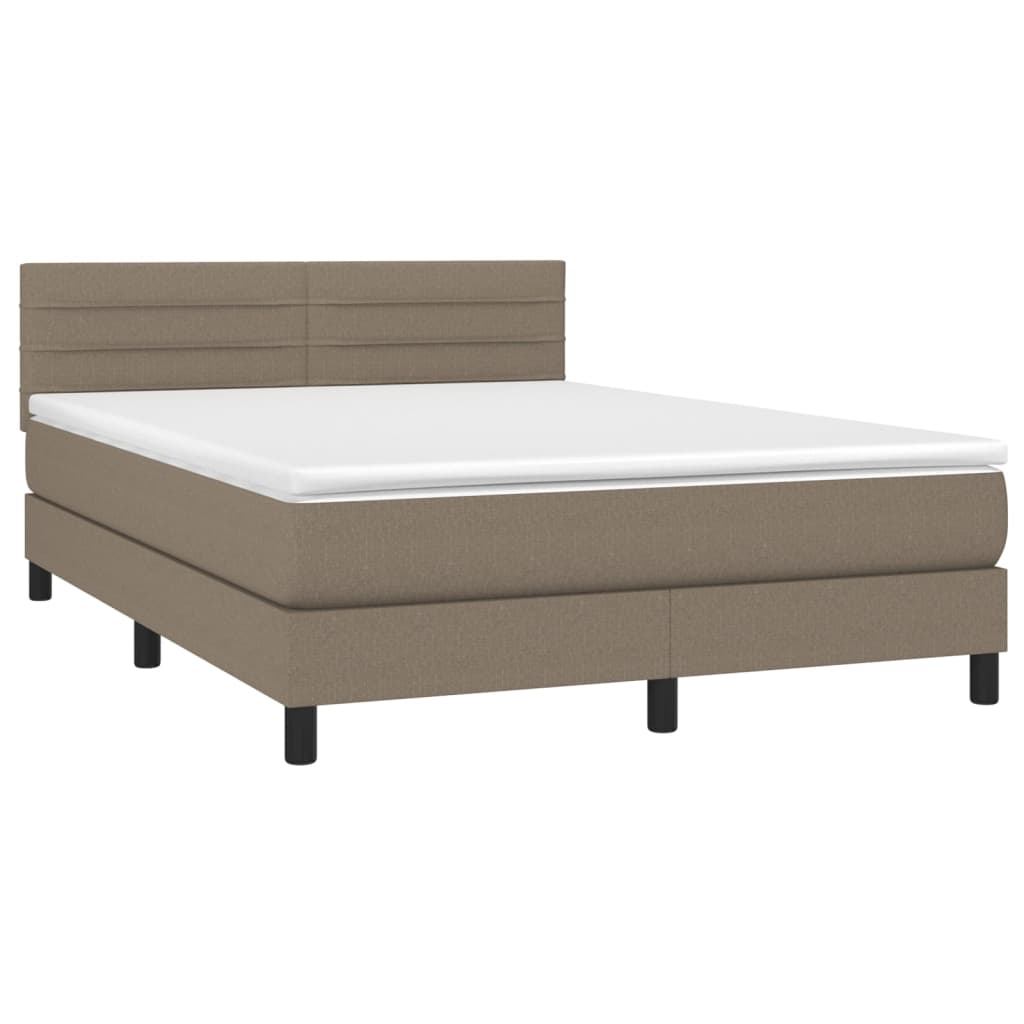 Letto a Molle con Materasso e LED Tortora 140x190 cm in Tessuto - homemem39