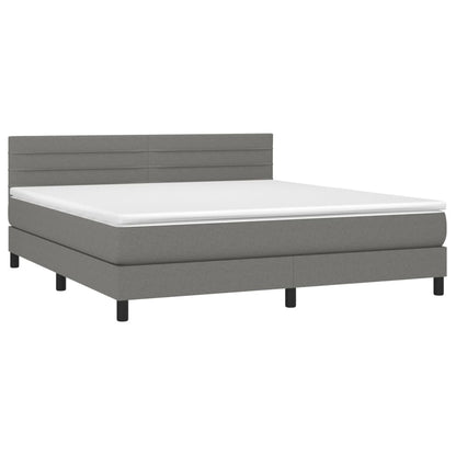 Letto a Molle Materasso e LED Grigio Scuro 160x200cm in Tessuto - homemem39