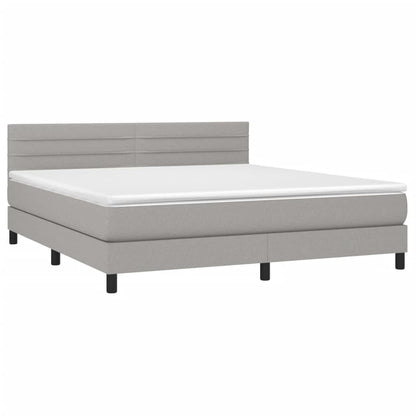 Letto a Molle Materasso e LED Grigio Chiaro 180x200 cm Tessuto - homemem39