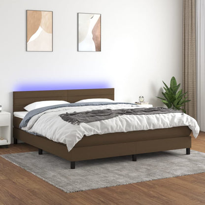 Letto a Molle Materasso e LED MarroneScuro 180x200cm in Tessuto | homemem39
