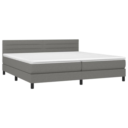 Letto a Molle Materasso e LED Grigio Scuro 200x200cm in Tessuto - homemem39