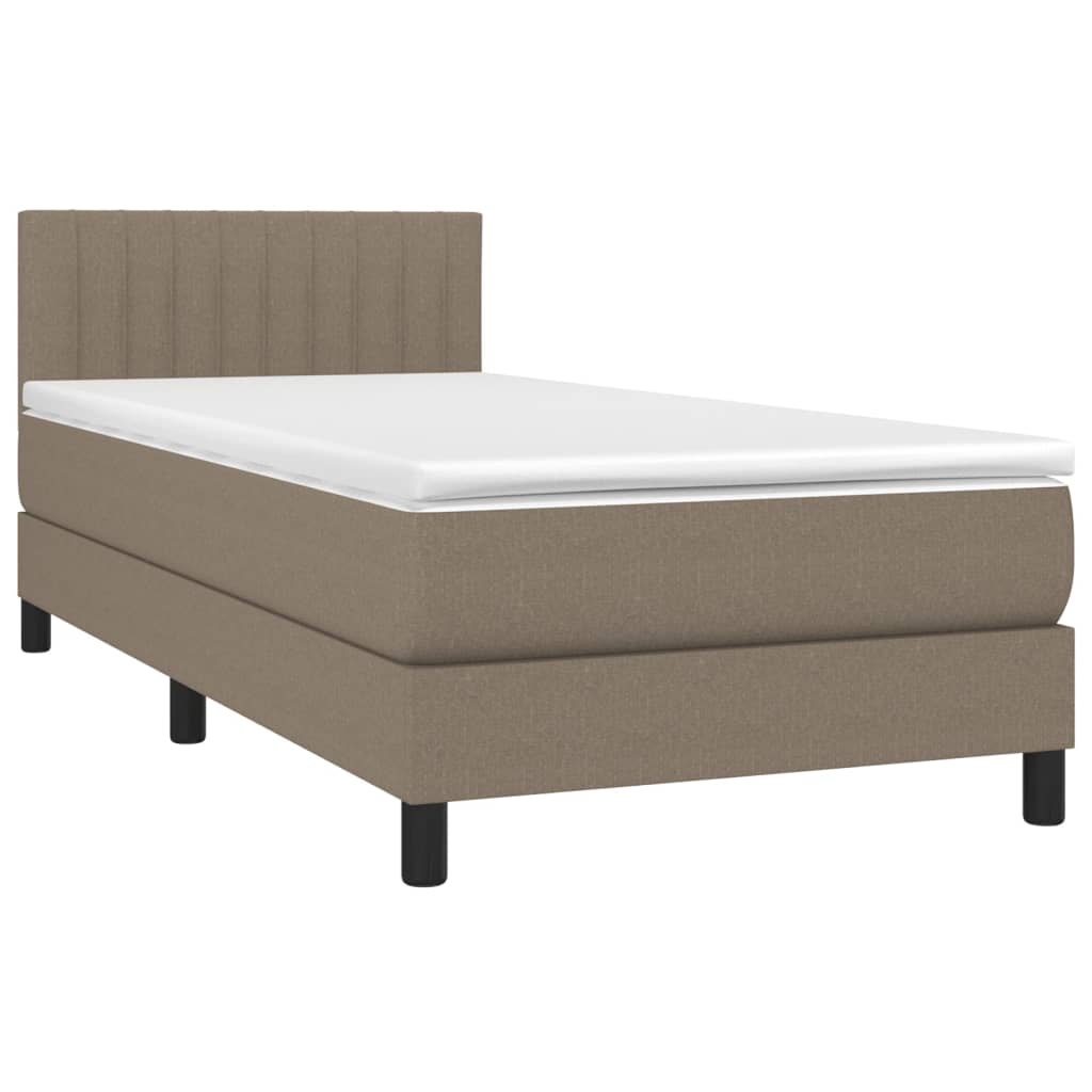 Letto a Molle con Materasso e LED Tortora 90x190 cm in Tessuto - homemem39