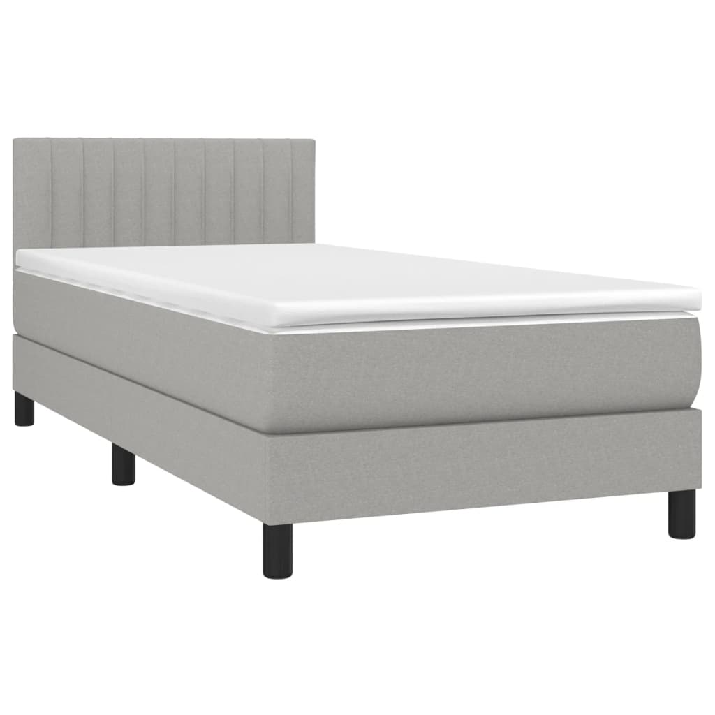 Letto a Molle Materasso e LED Grigio Chiaro 100x200 cm Tessuto - homemem39