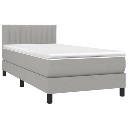 Letto a Molle Materasso e LED Grigio Chiaro 100x200 cm Tessuto - homemem39