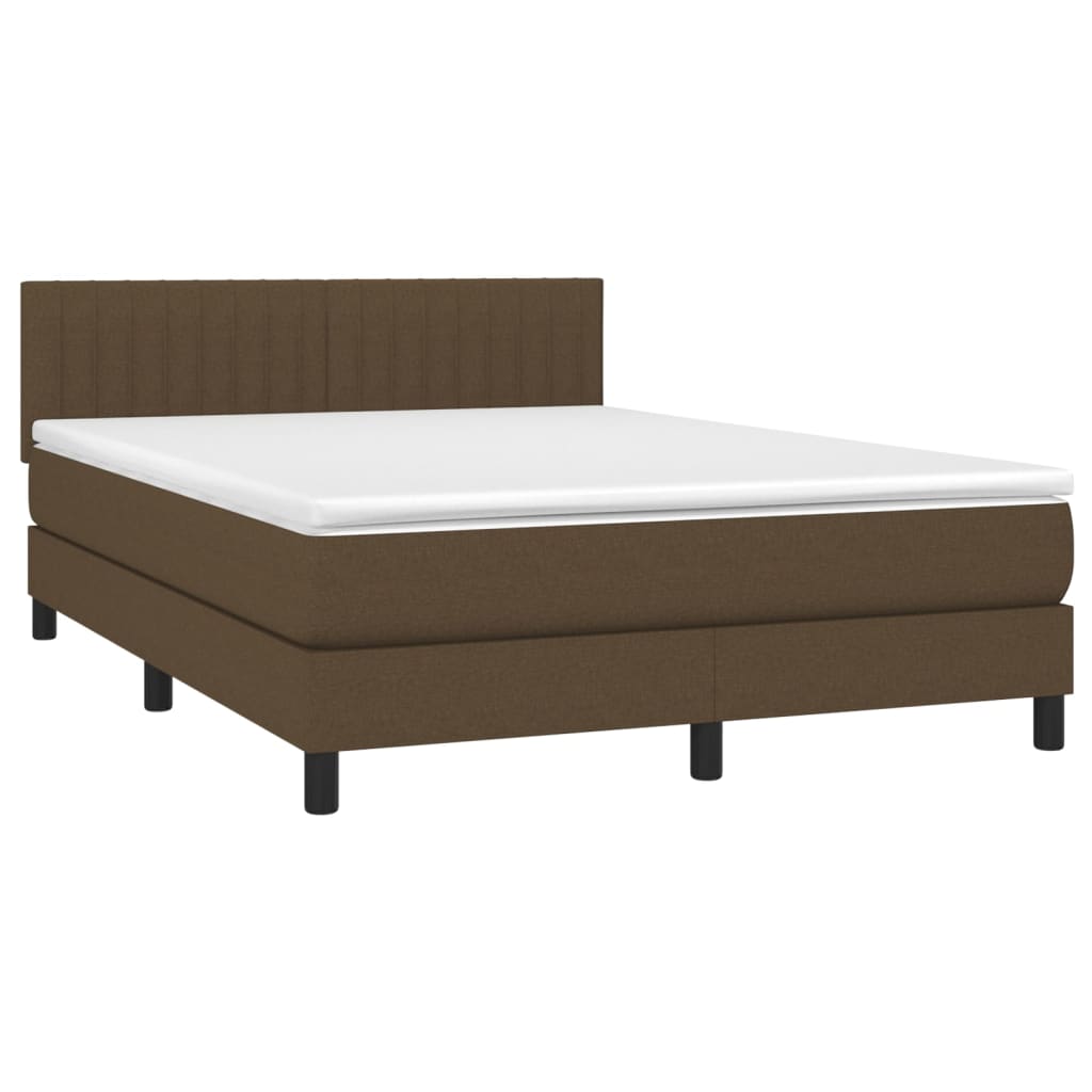 Letto a Molle Materasso e LED MarroneScuro 140x190cm in Tessuto | homemem39