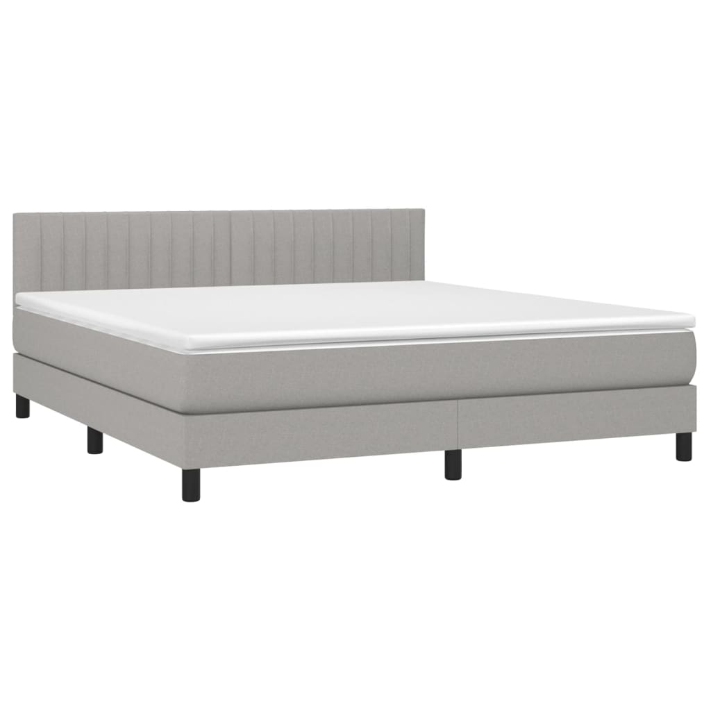 Letto a Molle Materasso e LED Grigio Chiaro 160x200 cm Tessuto - homemem39