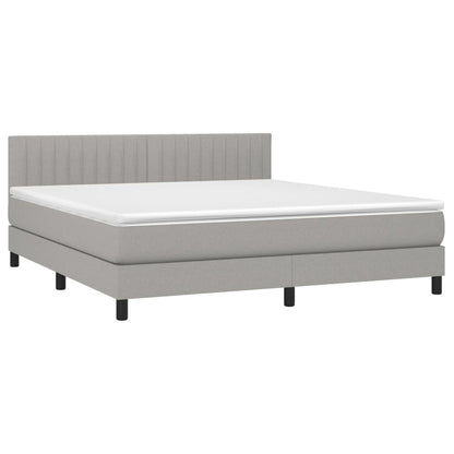 Letto a Molle Materasso e LED Grigio Chiaro 160x200 cm Tessuto - homemem39
