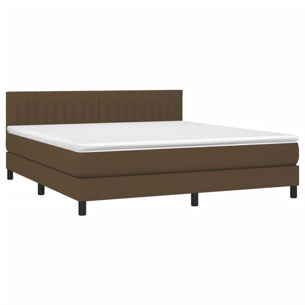 Letto a Molle Materasso e LED Marrone Scuro 160x200 cm Tessuto - homemem39