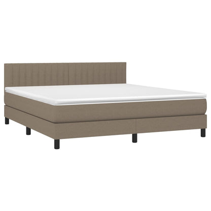 Letto a Molle con Materasso e LED Tortora 160x200 cm in Tessuto - homemem39