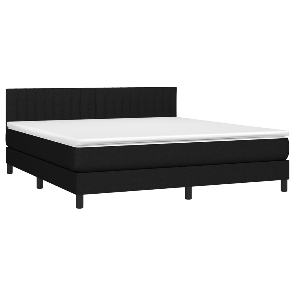 Letto a Molle con Materasso e LED Nero 180x200cm in Tessuto - homemem39