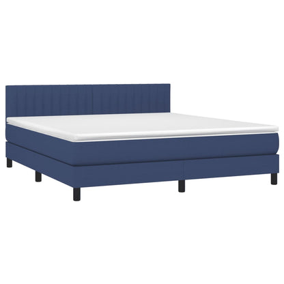 Letto a Molle con Materasso e LED Blu 180x200 cm in Tessuto | homemem39